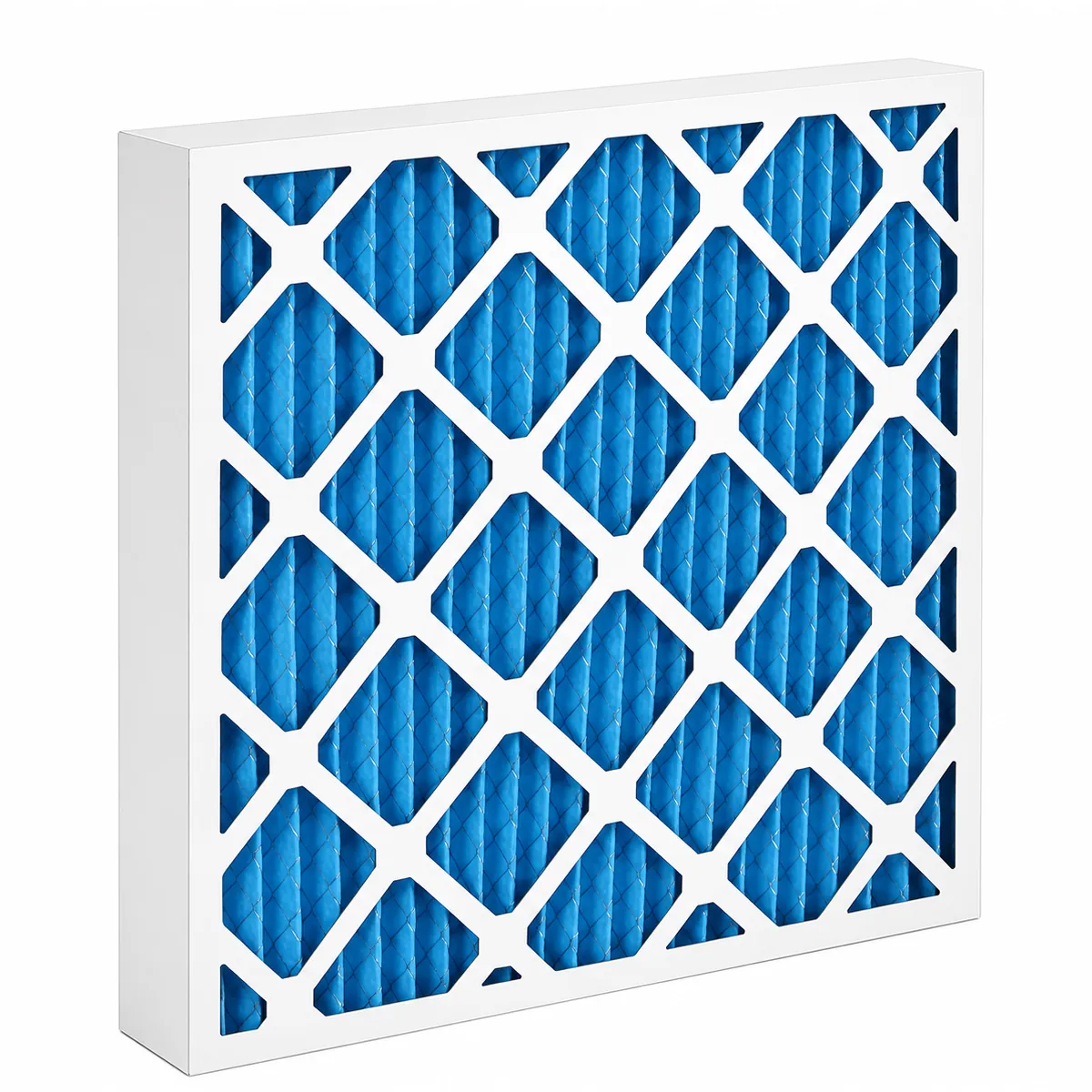 Synthetic panel air filter with cardboard frame for HVAC and ventilation systems
