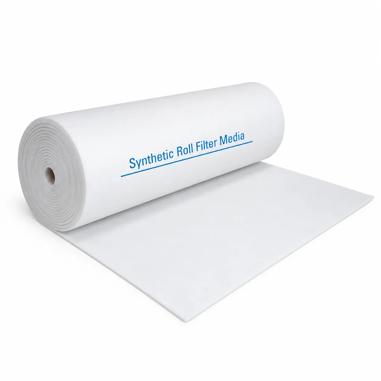 Synthetic roll filter media for paint spray booths and HVAC ventilation systems