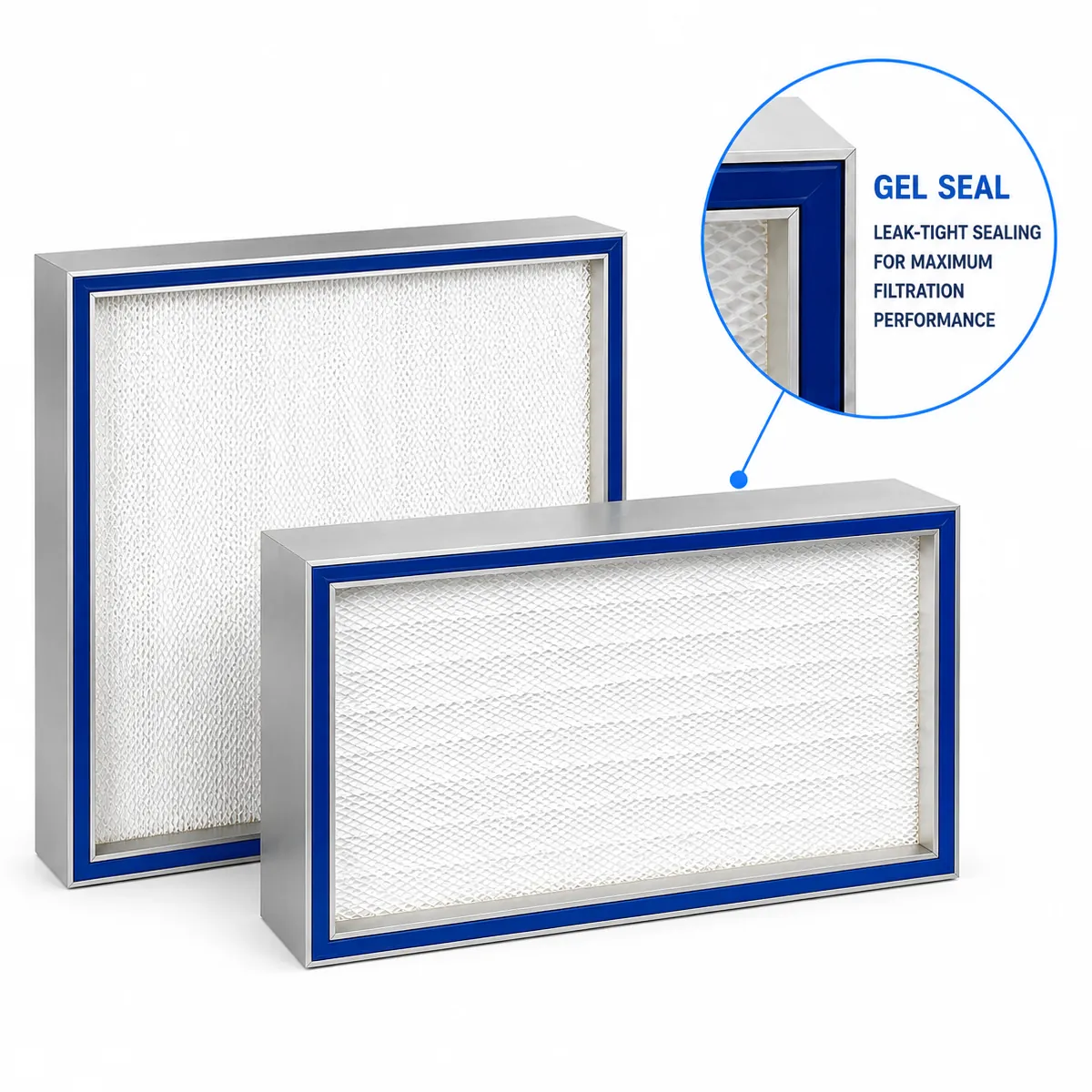 Gel seal ceiling HEPA filter with aluminum frame for cleanroom, hospital and pharmaceutical air filtration applications
