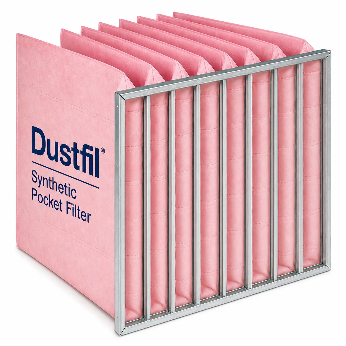 Synthetic pocket filter with galvanized steel frame for HVAC systems and industrial air filtration applications