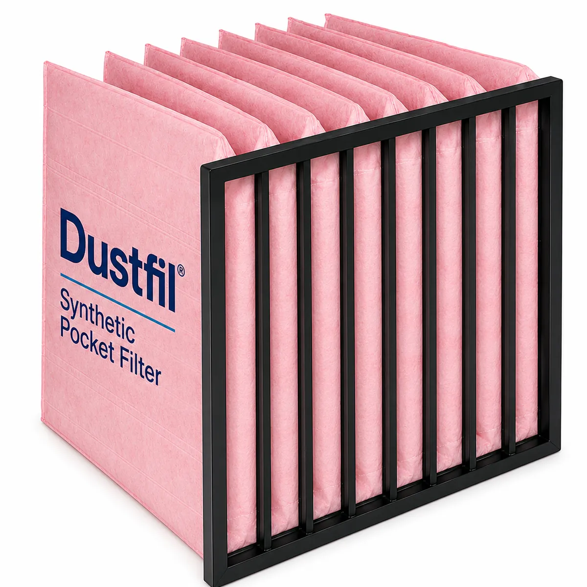 Synthetic pocket filter with plastic frame for HVAC systems and industrial air filtration applications