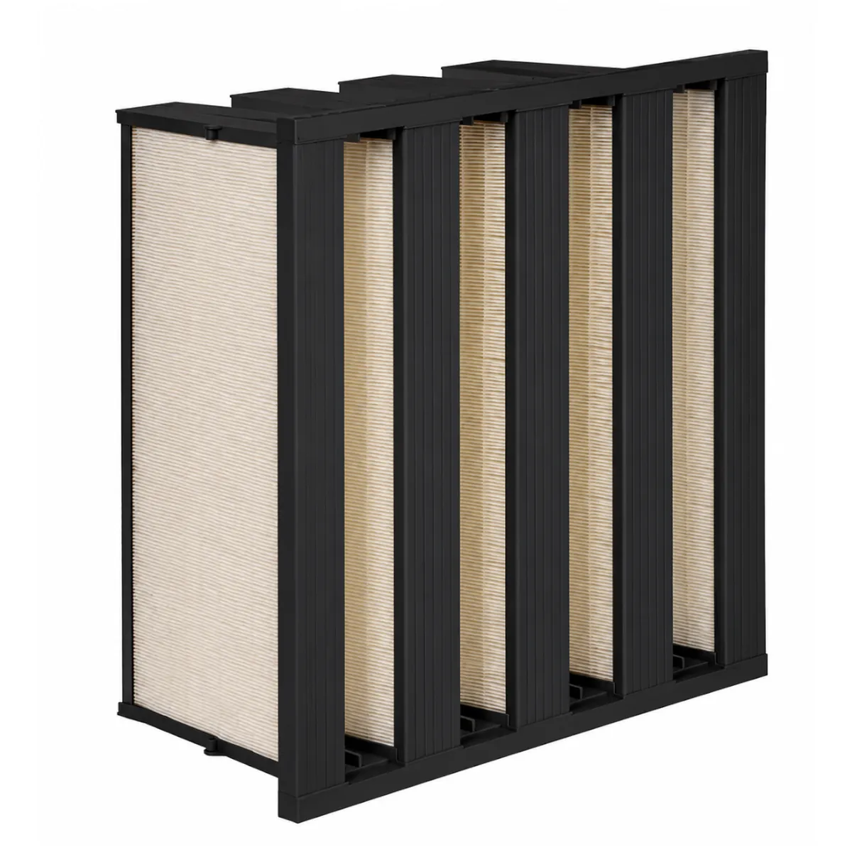 V-compact thermo filter for high temperature HVAC and industrial air filtration applications